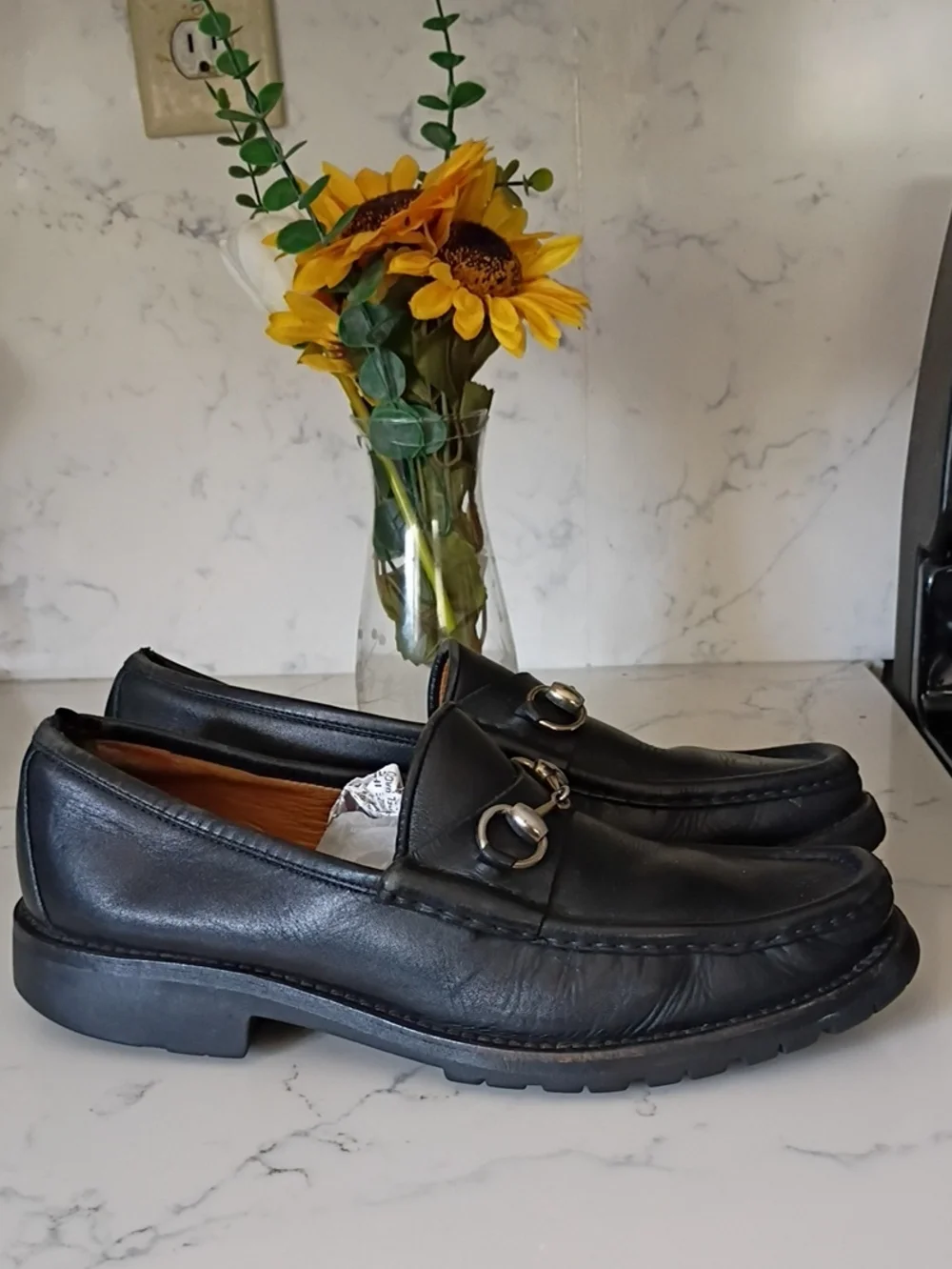 Gucci Black Leather  Loafers for Men